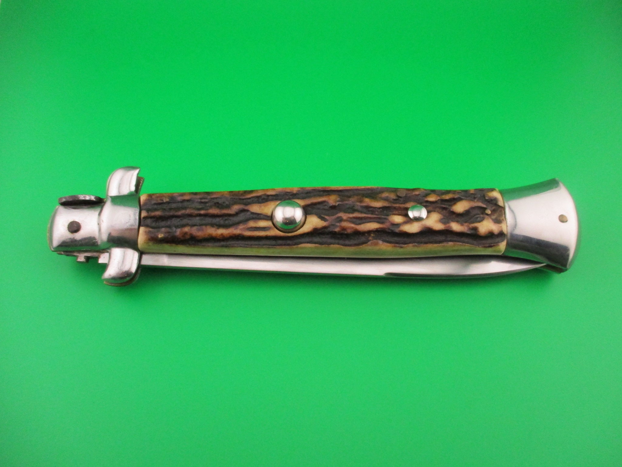 ROSTFREI 38cm Italian Transitional Stag swivel bolster automatic knife ...
