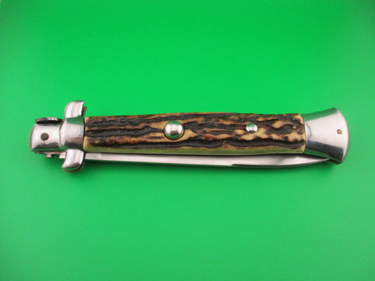 ROSTFREI 38cm Italian Transitional Stag swivel bolster vintage automatic knife