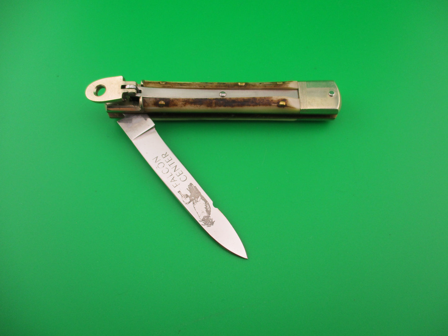 Hubertus Falcon Center 11cm German Lever Stag Falconer's automatic knife