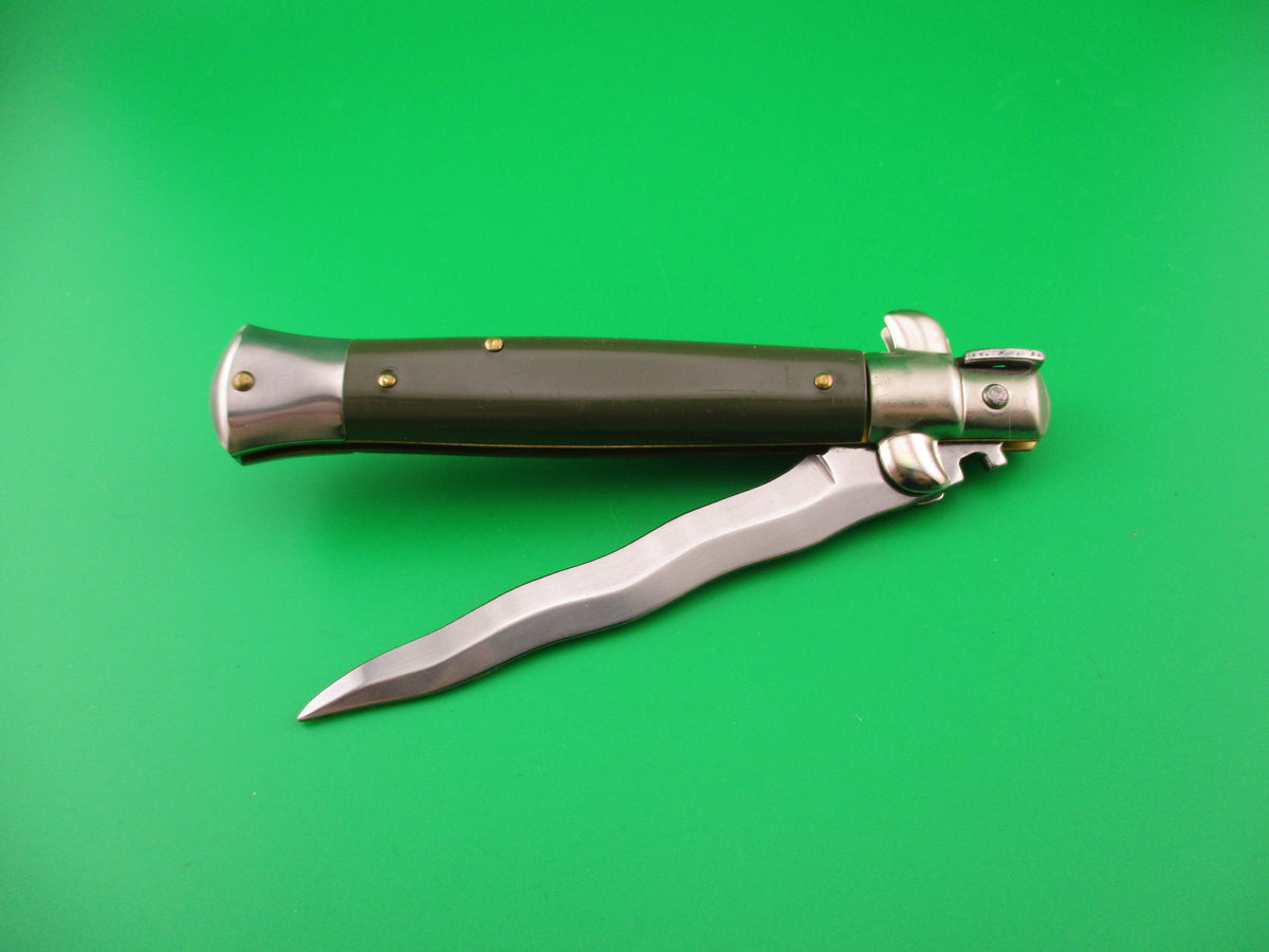 Italy Stainless 23cm Italian Swivel bolster KRIS Green 1990s automatic knife