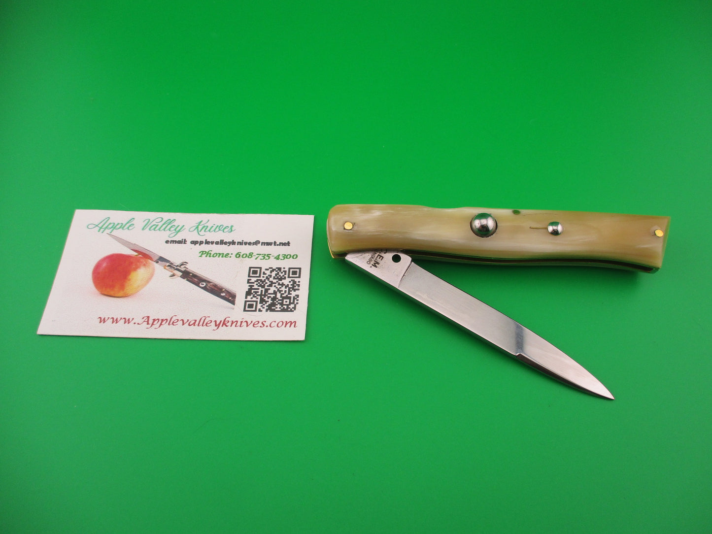 CEM MANIAGO 21cm Italian lockback Honey & Cream horn DM automatic knife