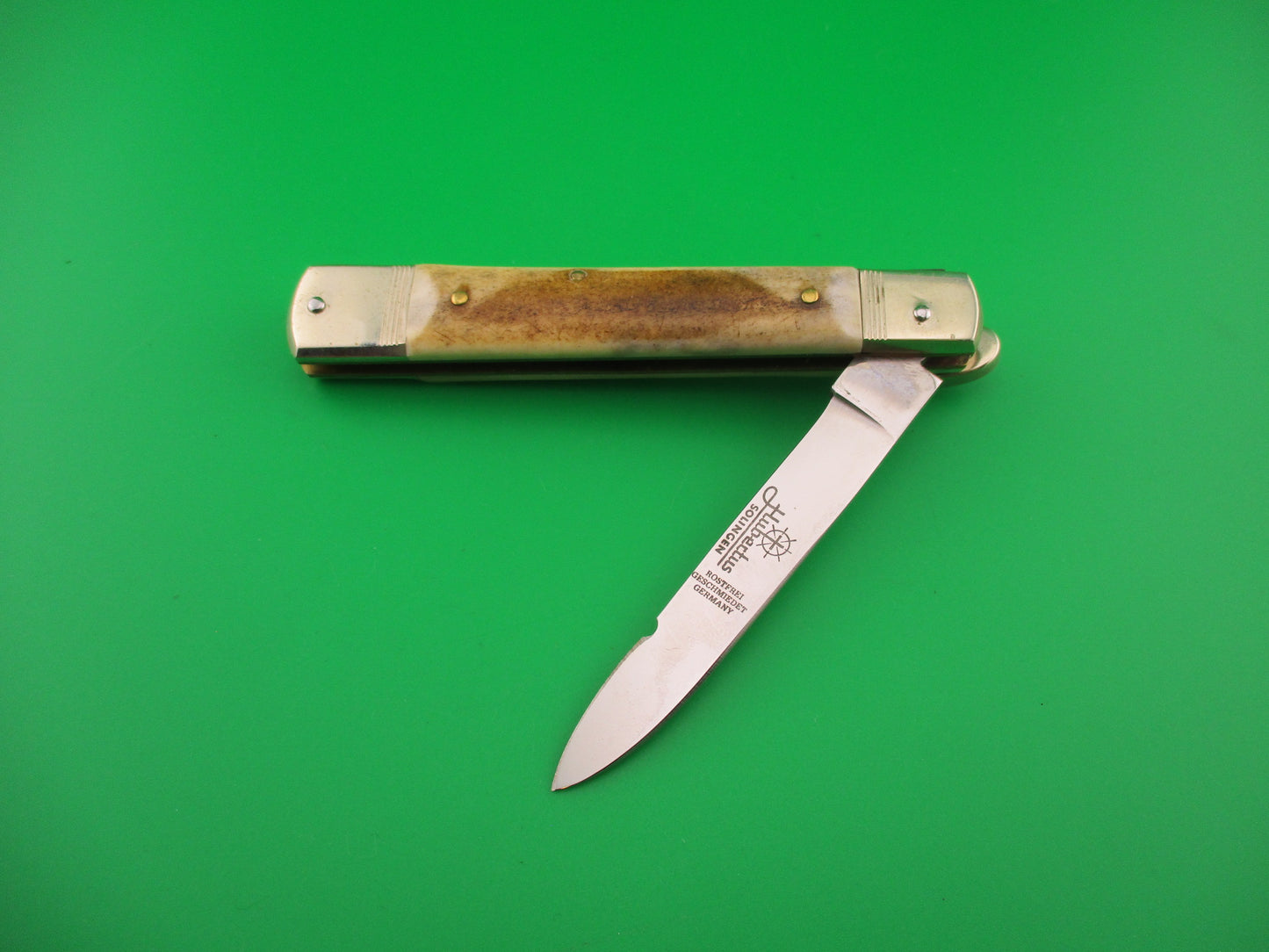 Hubertus Falcon Center 11cm German Lever Stag Falconer's automatic knife