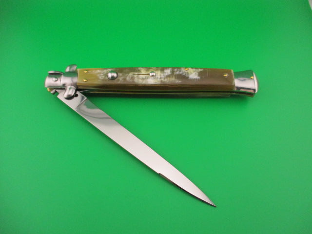 FRANK B ITALY 33cm Italian Stiletto swivel bolster Honey horn automatic knife