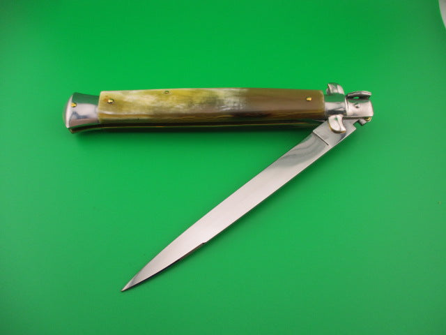FRANK B ITALY 33cm Italian Stiletto swivel bolster Honey horn automatic knife