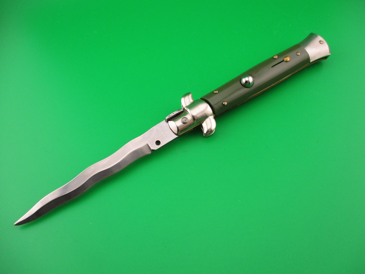 Italy Stainless 23cm Italian Swivel bolster KRIS Green 1990s automatic knife