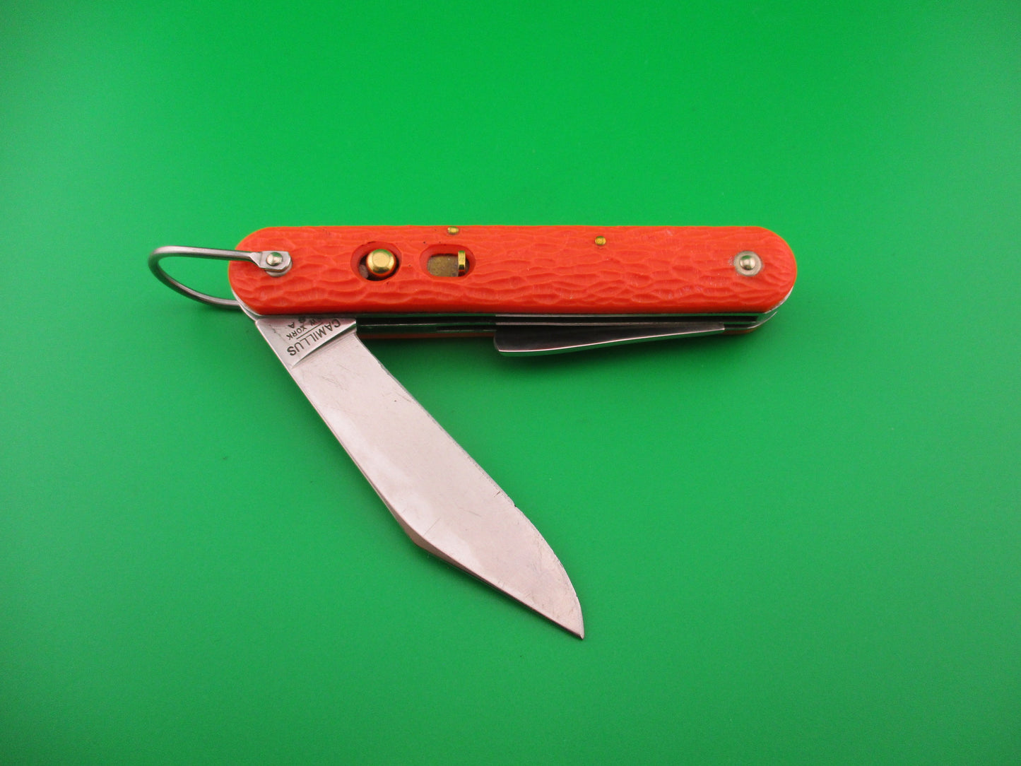 CAMILLUS vintage MC1 Orange paratrooper automatic knife with 2nd manual blade