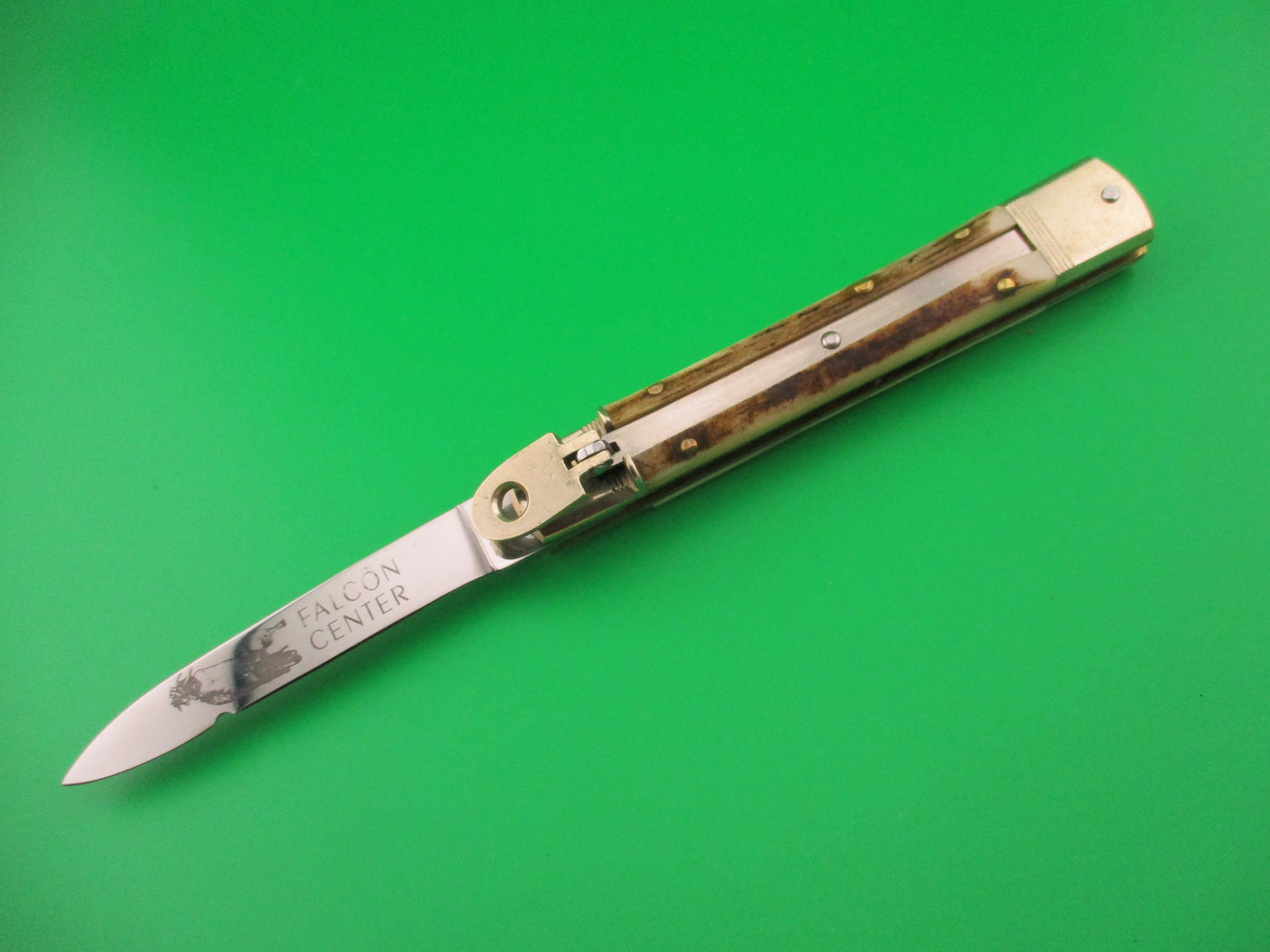 Hubertus Falcon Center 11cm German Lever Stag Falconer's automatic knife
