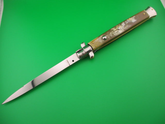 FRANK B ITALY 33cm Italian Stiletto swivel bolster Honey horn automatic knife