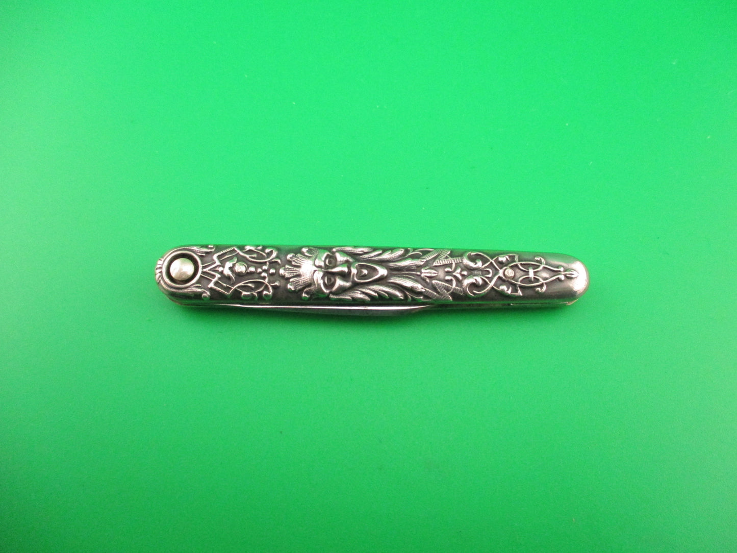 Press Button Knife Co Small Sterling Gothic double automatic knife w purse