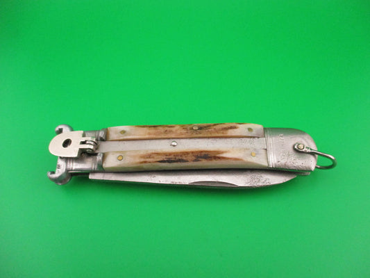 SOLINGEN GERMANY SPRINGER 20cm German Stag Shellpuller Lever automatic knife
