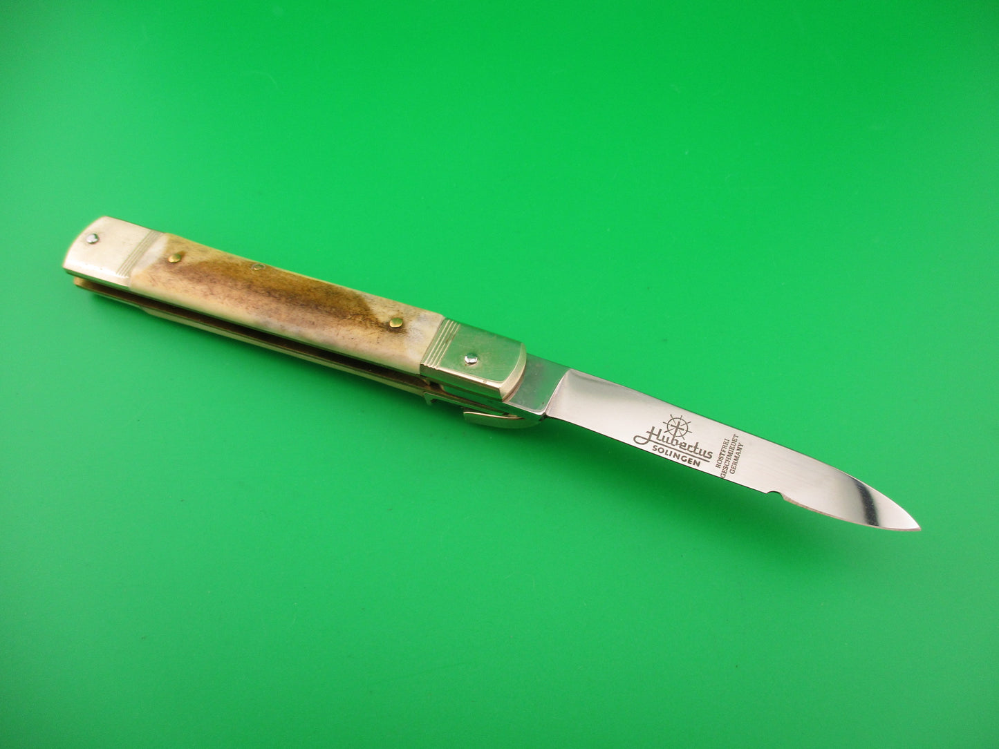 Hubertus Falcon Center 11cm German Lever Stag Falconer's automatic knife