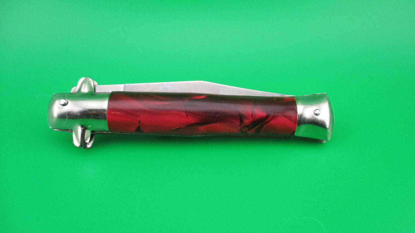 INOX 18cm Italian Tourist knife Red pearl BoBc automatic card knife NOS