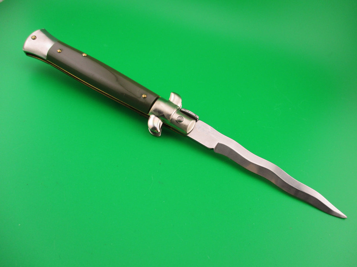 Italy Stainless 23cm Italian Swivel bolster KRIS Green 1990s automatic knife