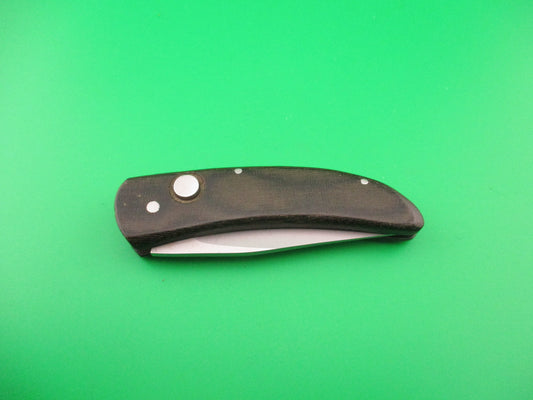 Huck 5.5 inch Custom Coil Spring Curved Micarta automatic knife James Huckeba