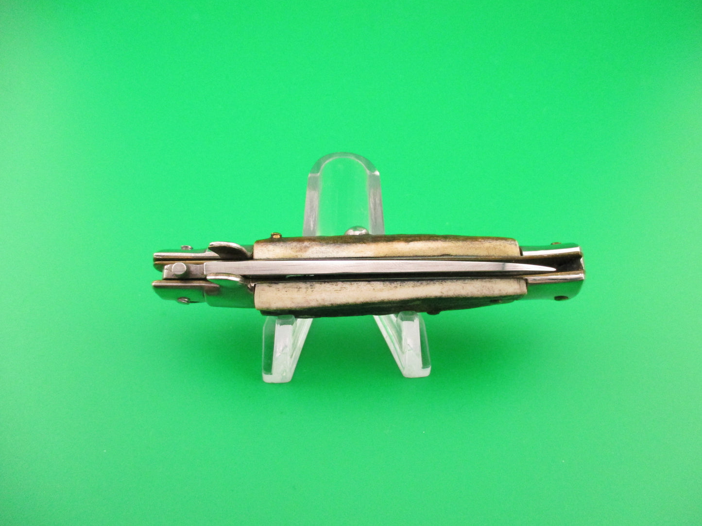 ROSTFREI 16cm Italian Stag stiletto Oreste Dibon swivel bolster automatic knife