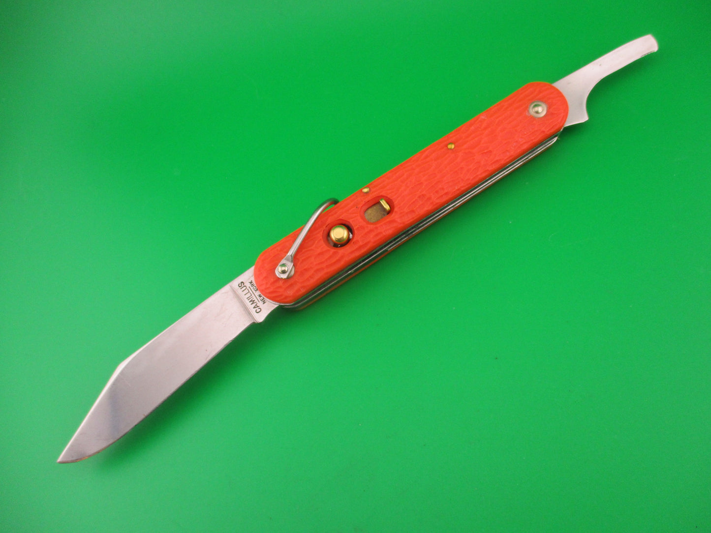 CAMILLUS vintage MC1 Orange paratrooper automatic knife with 2nd manual blade