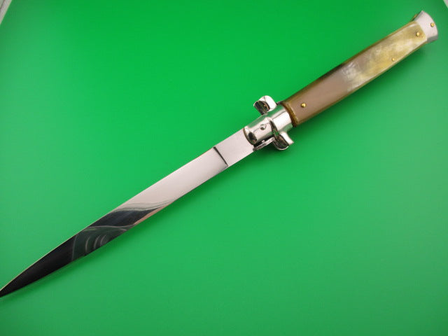 FRANK B ITALY 33cm Italian Stiletto swivel bolster Honey horn automatic knife