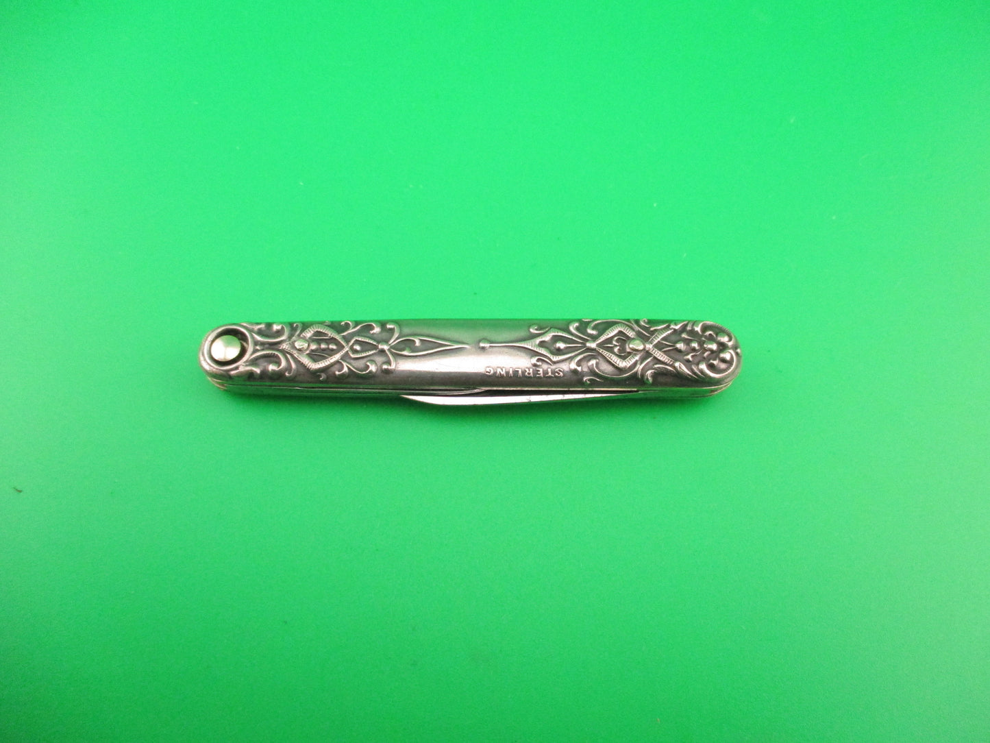 Press Button Knife Co Small Sterling Gothic double automatic knife w purse