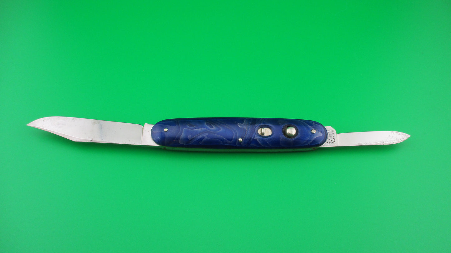 SCHRADE CUT CO Large Double Blue Waterfall celluloid switchblade