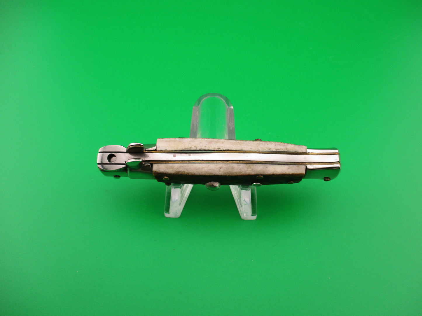 ROSTFREI 16cm Italian Stag stiletto Oreste Dibon swivel bolster automatic knife