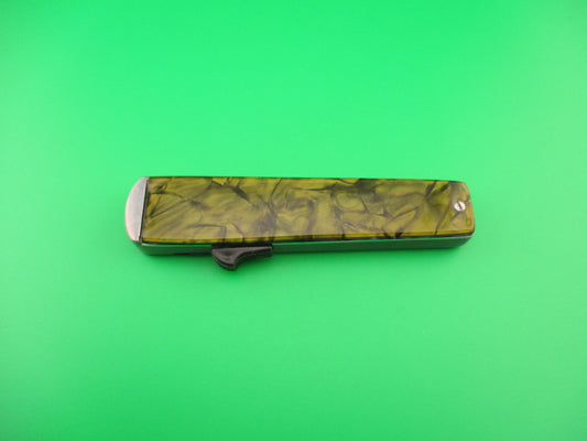 MIKOV 20cm CZECH Republic 1960s vintage OTF Green Pearlex DA automatic knife