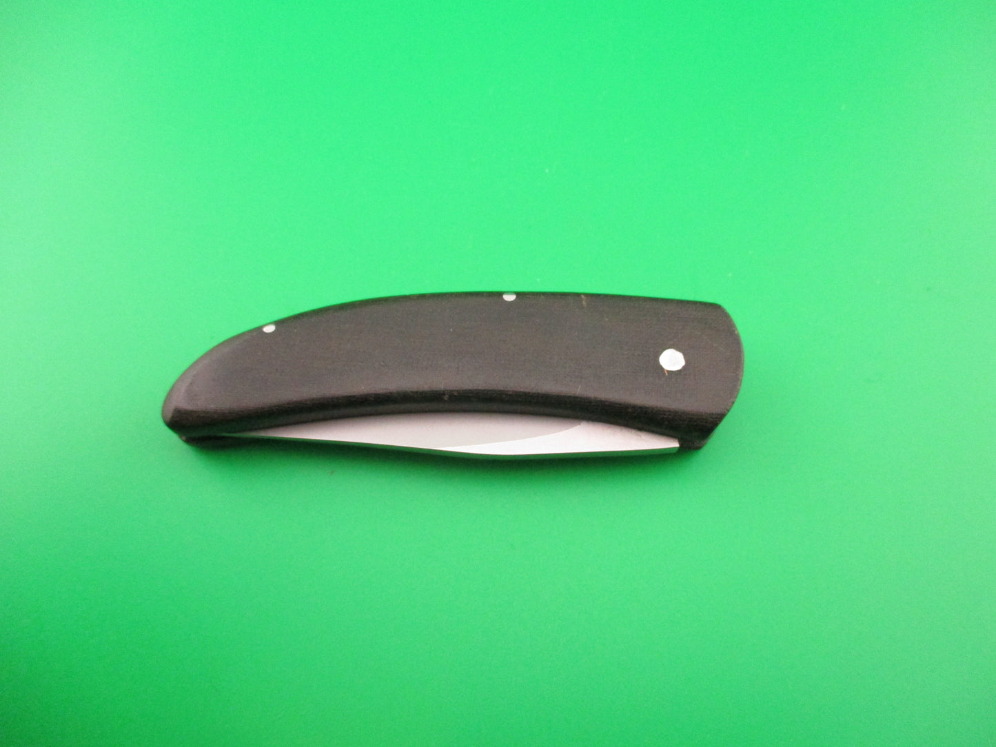 Huck 5.5 inch Custom Coil Spring Curved Micarta automatic knife James Huckeba