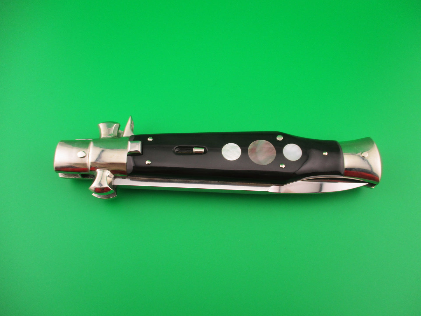 AGA CAMPOLIN ITALY 29cm Italian BLACK WIDOW Fulcrum Wasp Square button automatic knife