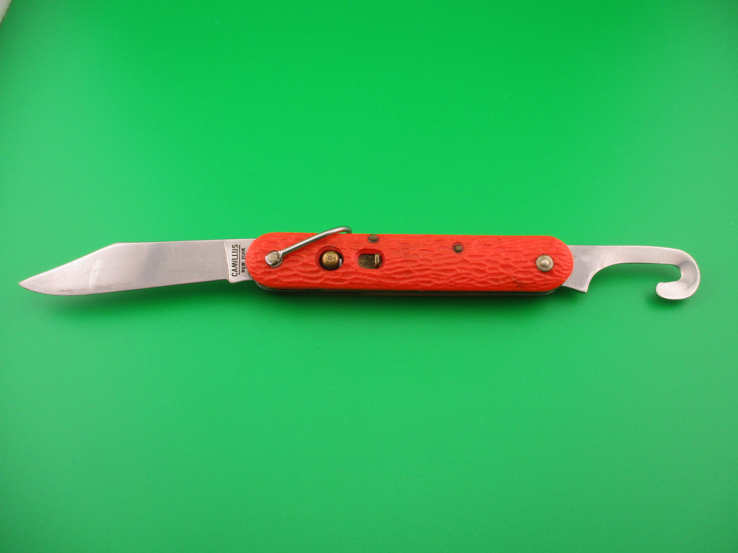 CAMILLUS vintage MC1 Orange paratrooper automatic knife with hook blade