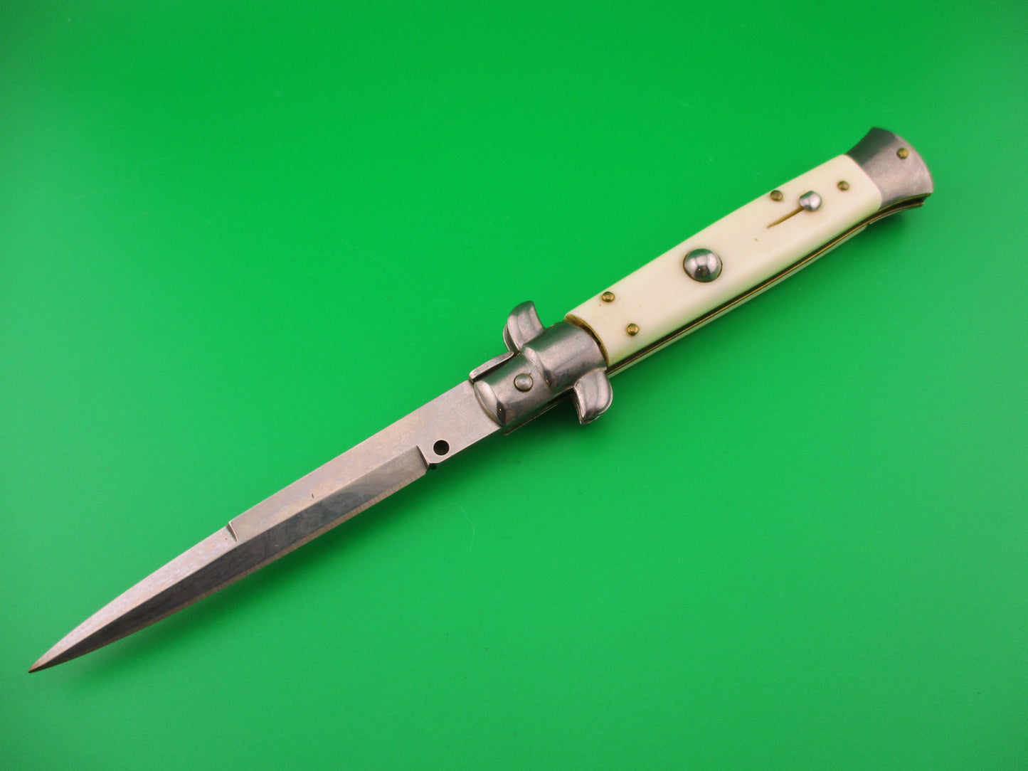 FRANK B ITALY 23cm Italian Swivel bolster white camel bone automatic knife