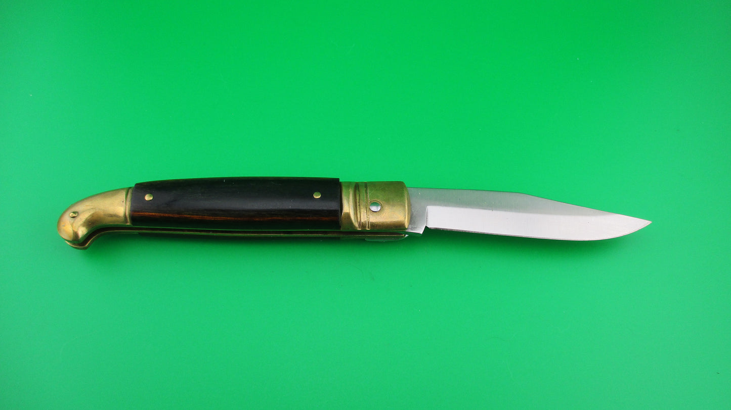 AB ITALY 21cm Italian Birds Head Lever automatic knife Wood Brass