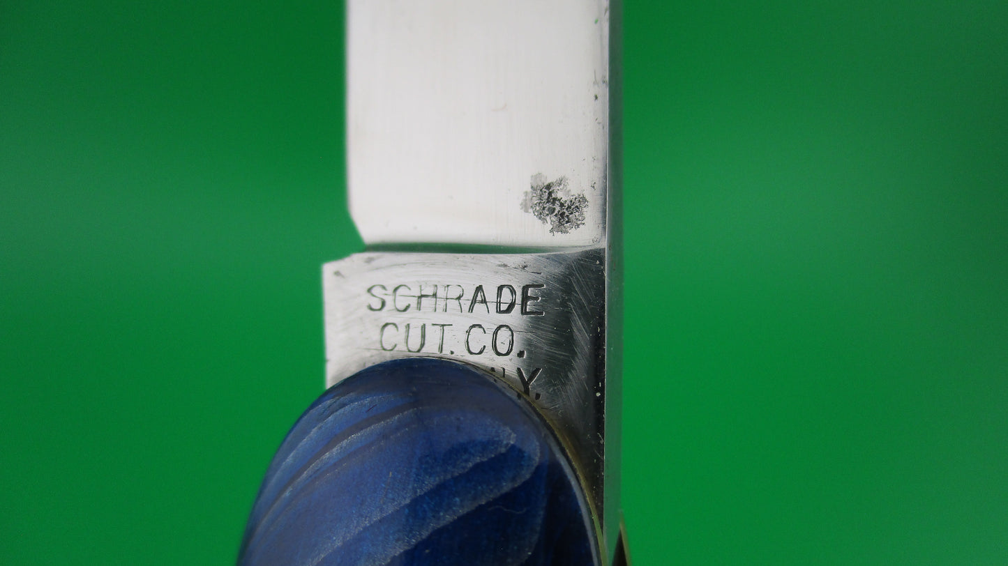 SCHRADE CUT CO Large Double Blue Waterfall celluloid switchblade