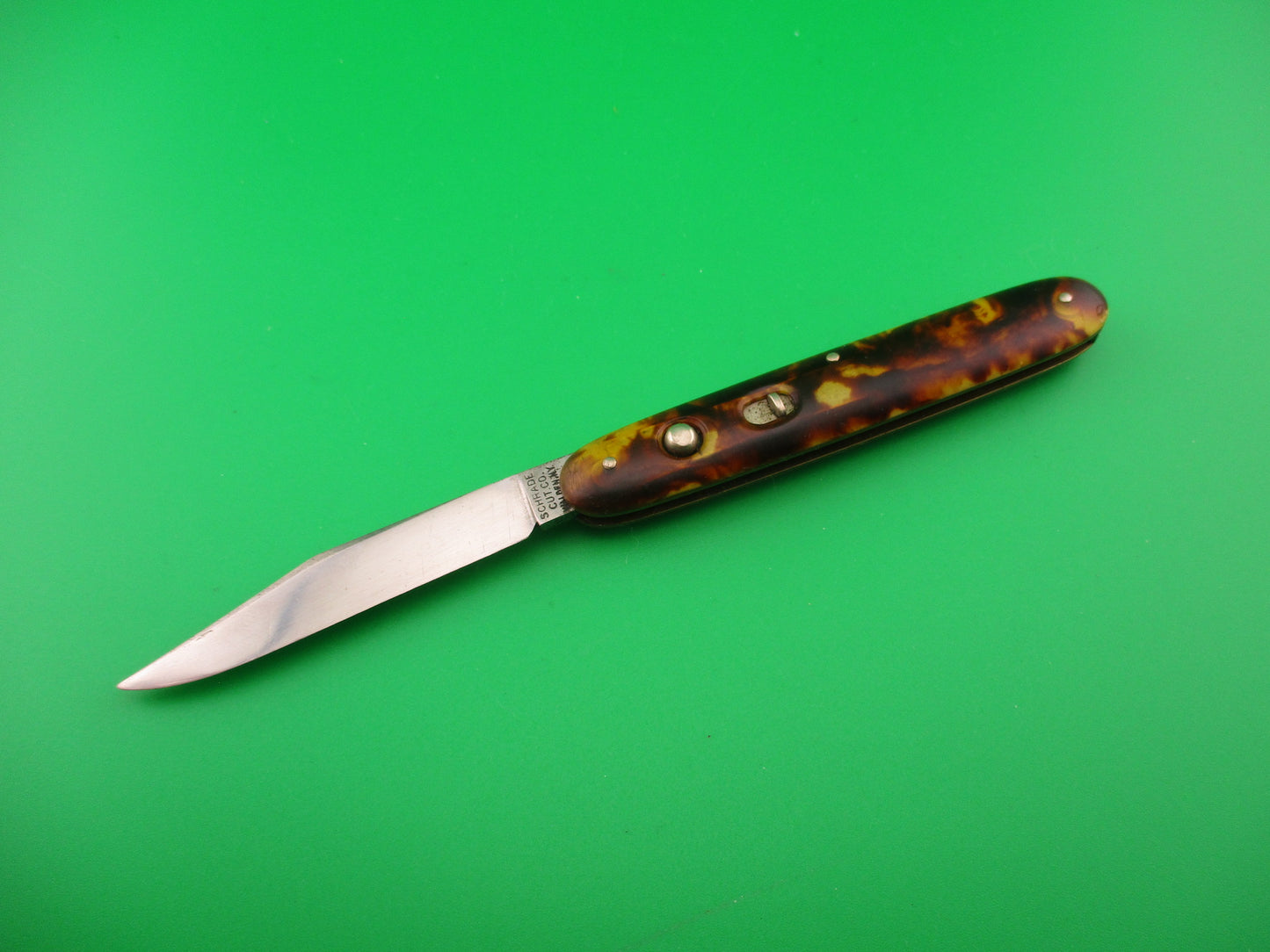 SCHRADE CUT CO 3 3/8" Cigar Jack Tortoise vintage automatic knife 1404 3/4S