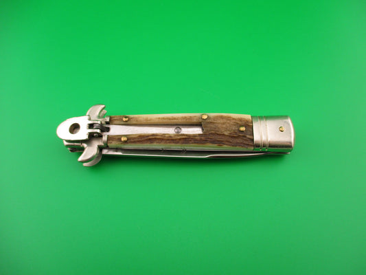 z Leverletto by Bill DeShivs AKC Italy 20cm Italian Stag lever guards automatic knife