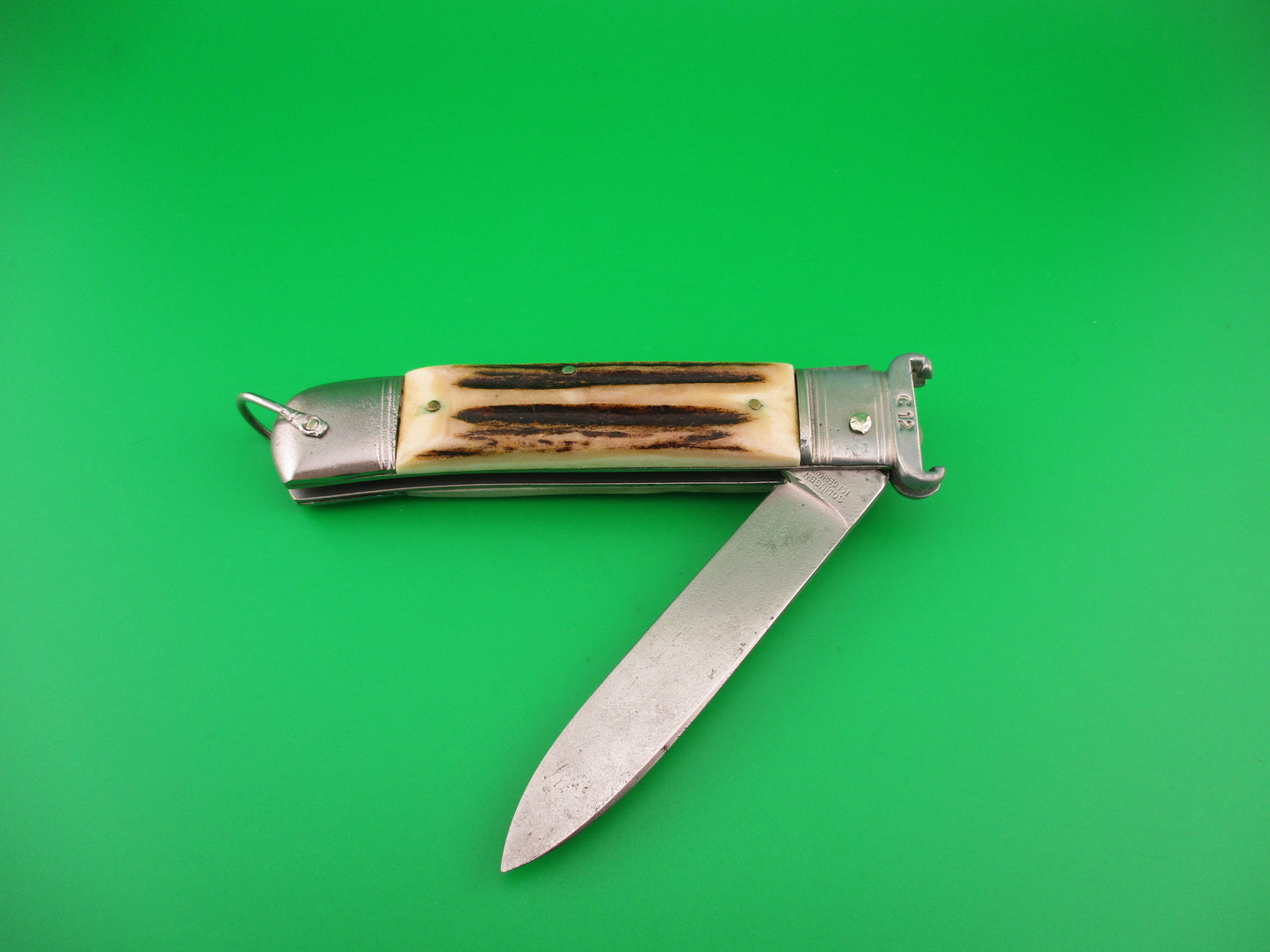 SOLINGEN GERMANY SPRINGER 20cm German Stag Shellpuller Lever automatic knife