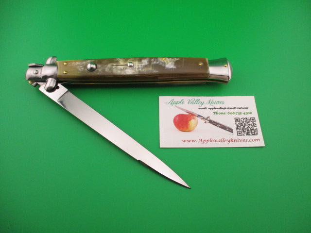 FRANK B ITALY 33cm Italian Stiletto swivel bolster Honey horn automatic knife