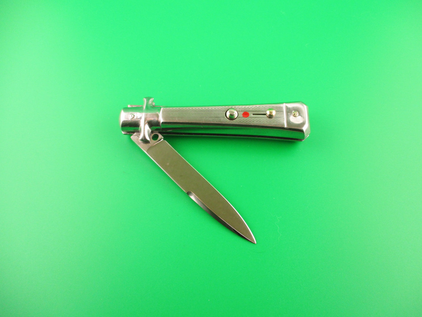 BARGEON INOX 19cm French All metal round button red dot vintage automatic knife