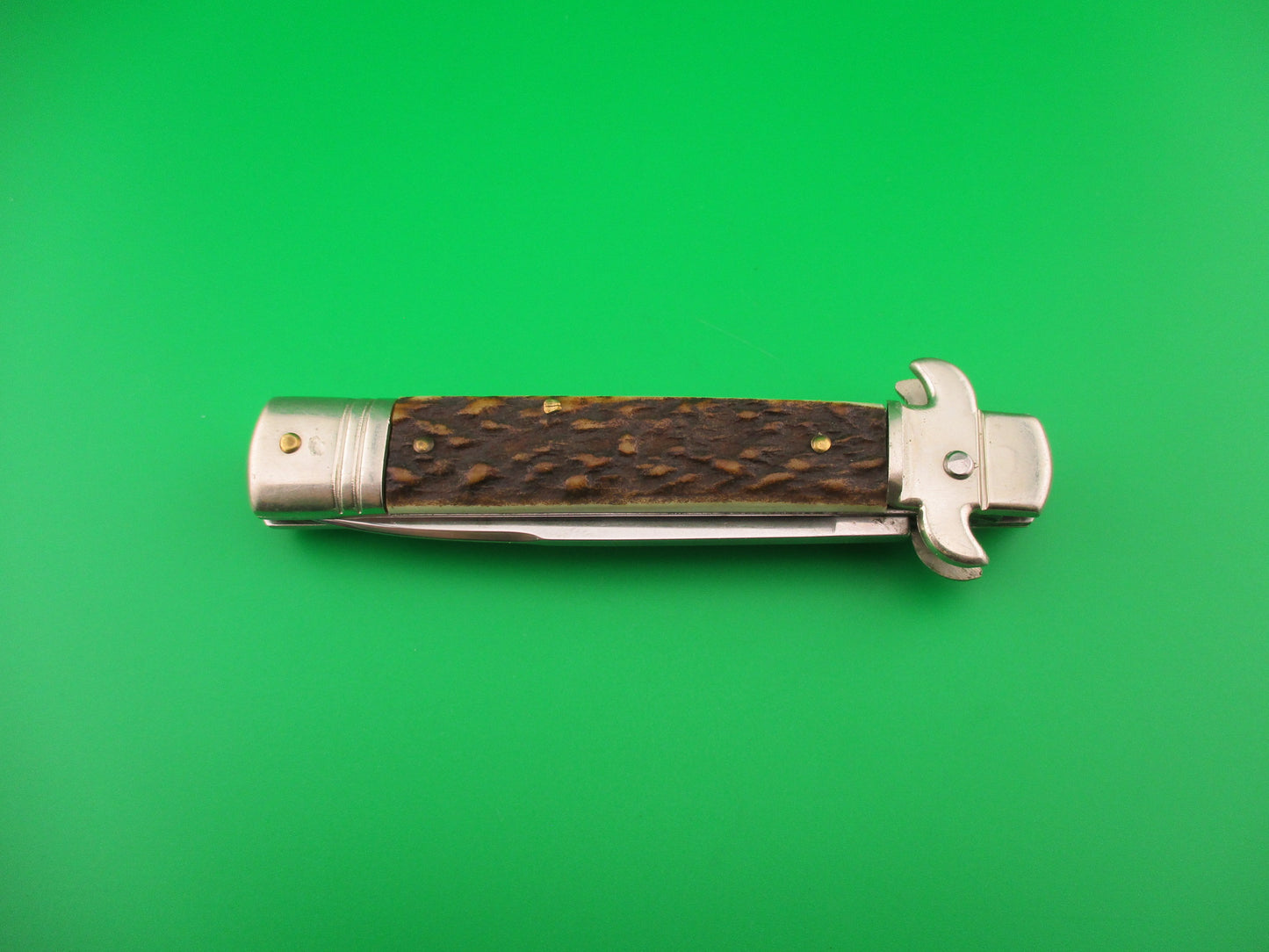 z Leverletto by Bill DeShivs AKC Italy 20cm Italian Stag lever guards automatic knife