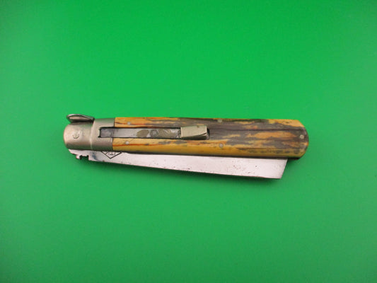 JTK Custom 9 inch Mastodon Ivory Prioletta Sheepsfoot Picklock automatic knife