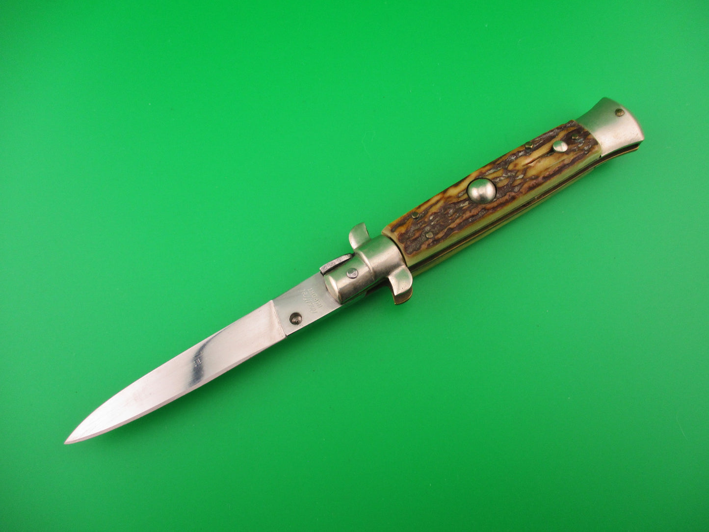 Rostfrei IMPORT 20cm Italian Stag transitional vintage 1960s automatic knife
