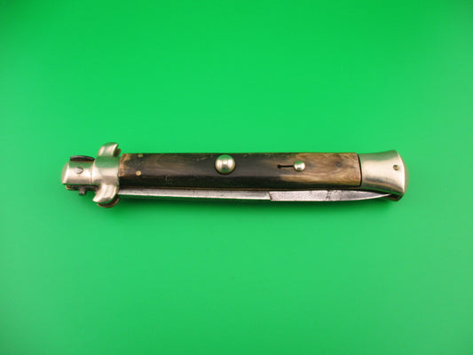 MADE ITALY 28cm Italian Picklock 1950s vintage Brown horn automatic knife