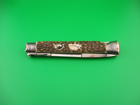 FRANK B ITALY 28cm Italian Swing guard Stag automatic knife