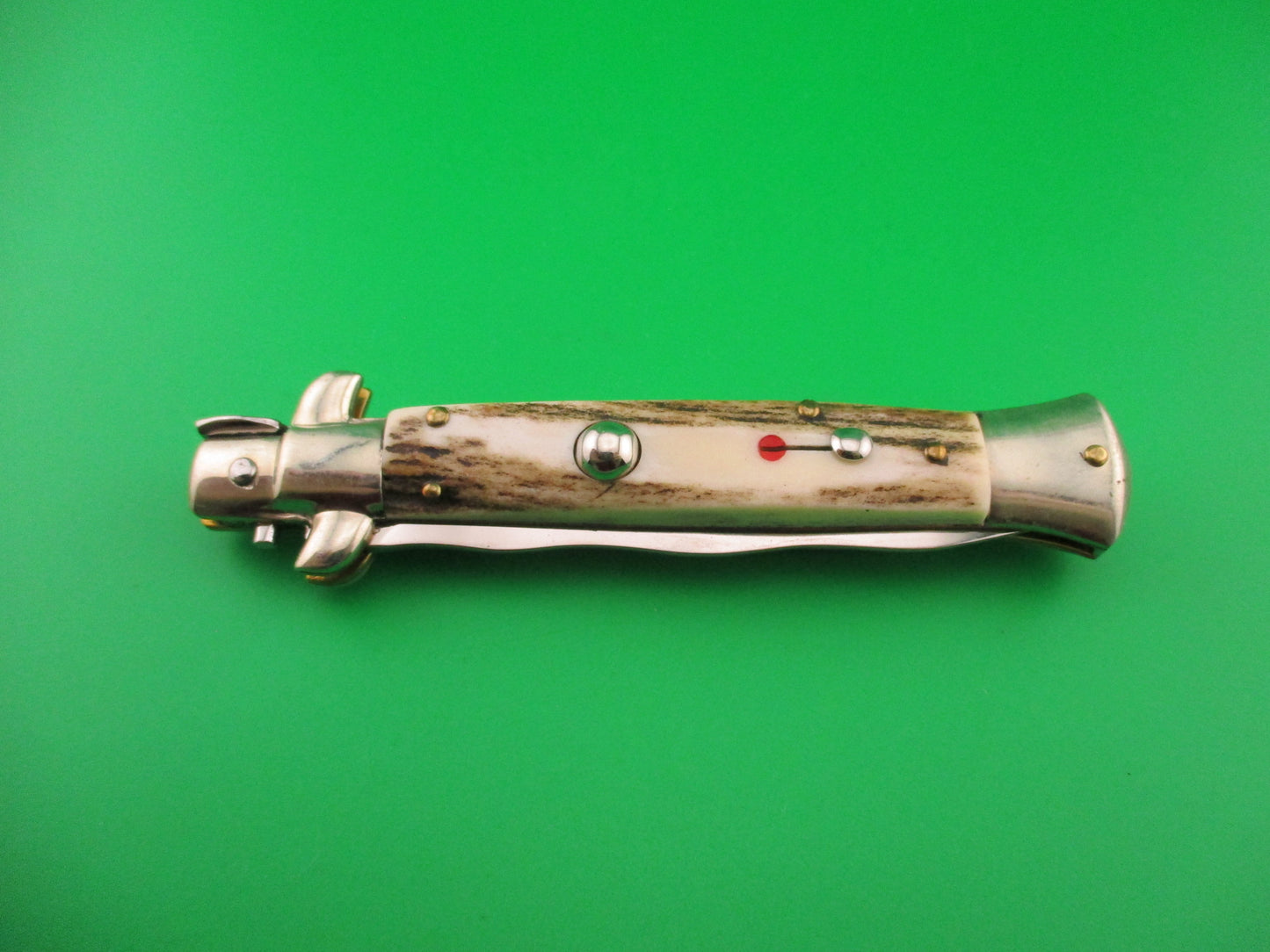 Frank B ITALY 23cm Italian Picklock Limited Edition 2005 Stag KRIS Red Dot automatic knife