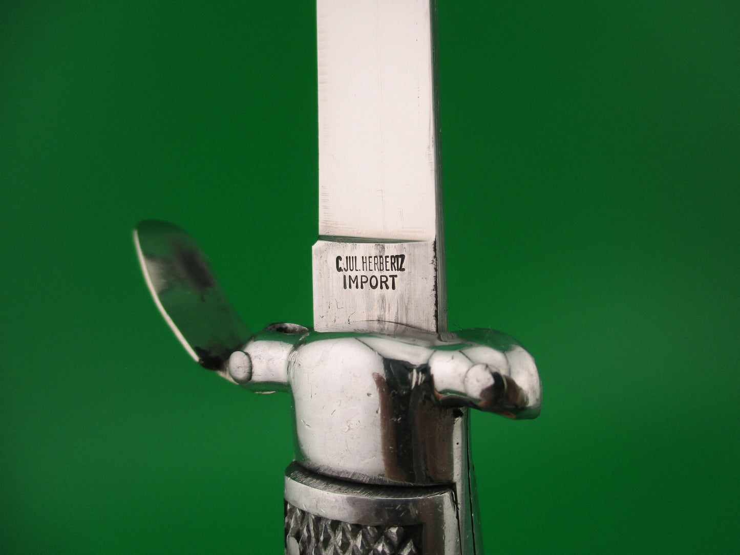 C JUL HERBERTZ IMPORT 21cm Italian Trapdoor OTF 1960s Vintage Aluminum automatic knife