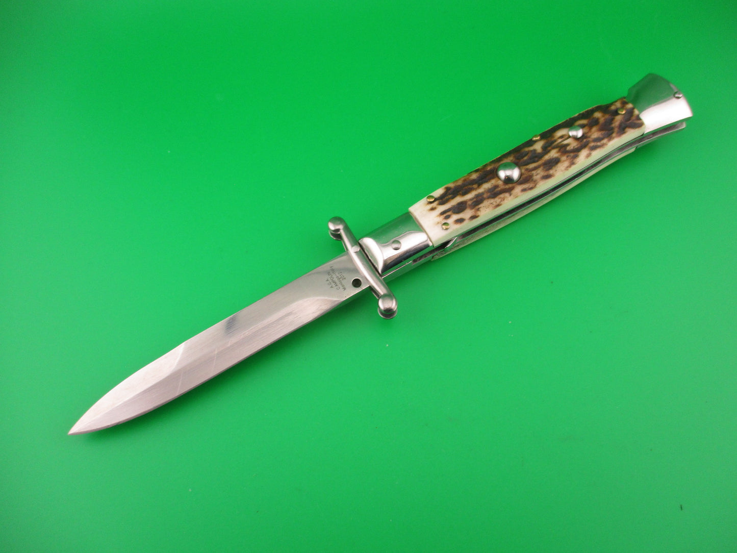AGA CAMPOLIN 23cm Italian Swing Guard Stag Bayonet blade automatic knife 2012