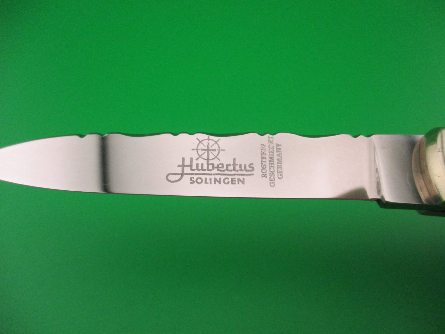 Hubertus 11cm German Lever Slim Line Yellow Micarta vintage automatic knife