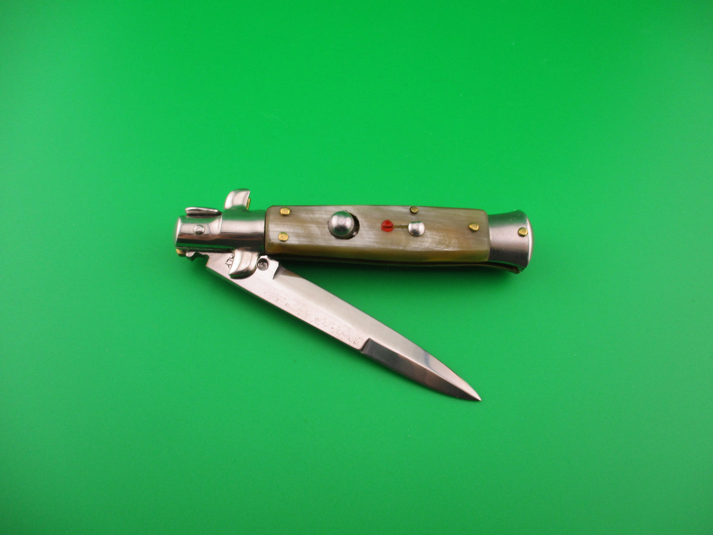 MANIAGO ITALY 18cm Italian Picklock Horn Stiletto automatic knife Red Dot