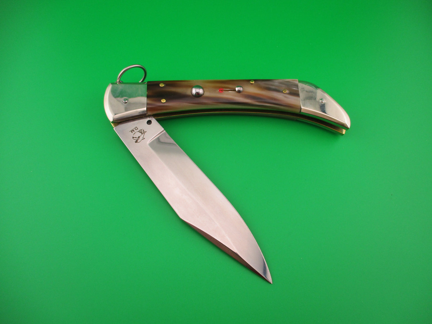 DM SPADON 28cm Italian Clasp Ring pull Red dot Horn automatic knife