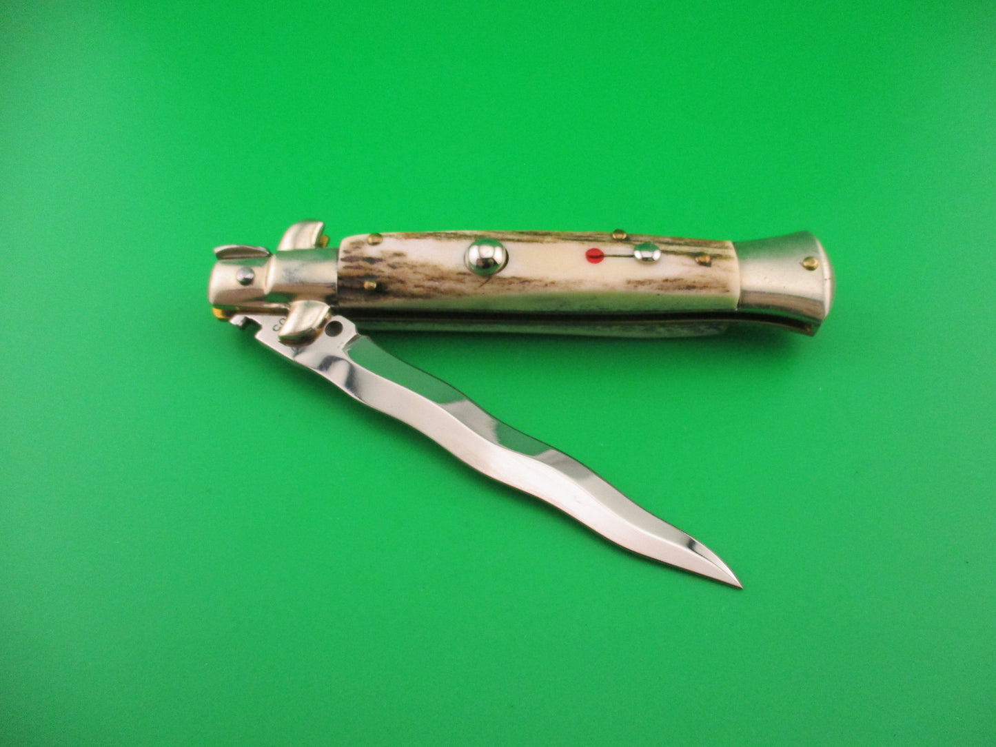 Frank B ITALY 23cm Italian Picklock Limited Edition 2005 Stag KRIS Red Dot automatic knife