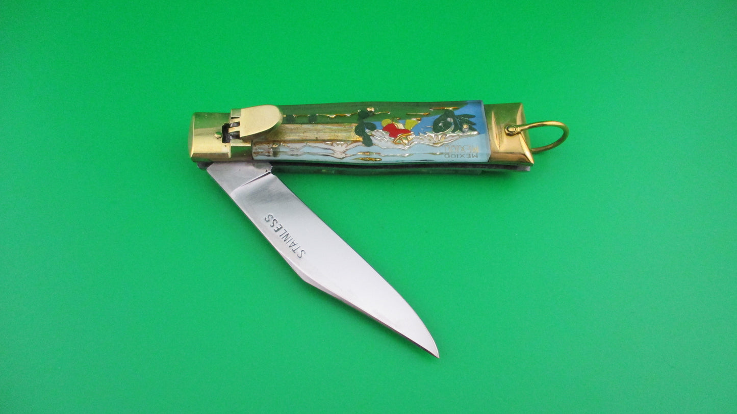 STAINLESS 19cm Japanese Siesta Matador Lever Mexico Souvenir switchblade near mint