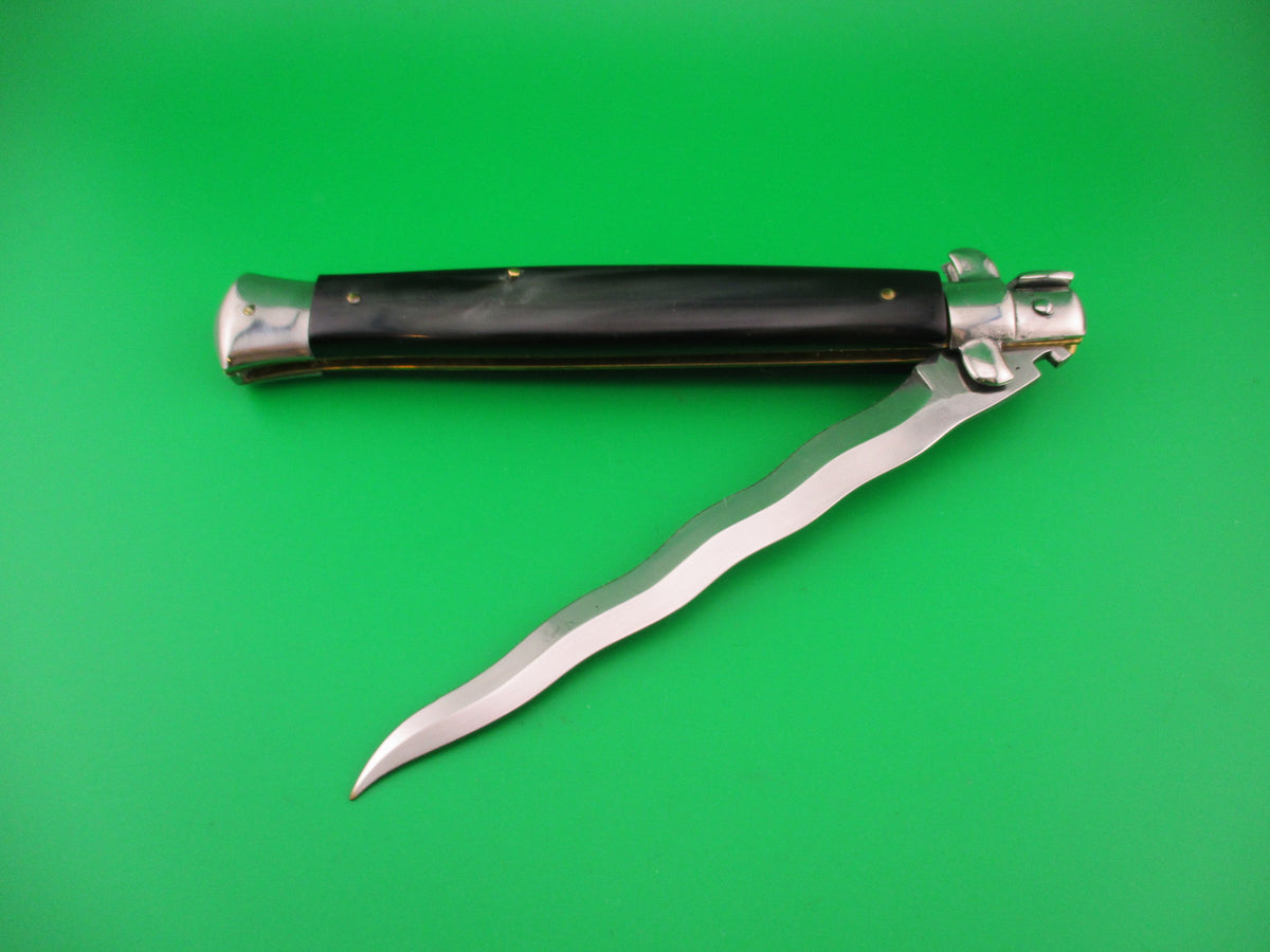 OSK MADE IN ITALY 33cm Italian KRIS swivel bolster Brazilian horn switchblade knife